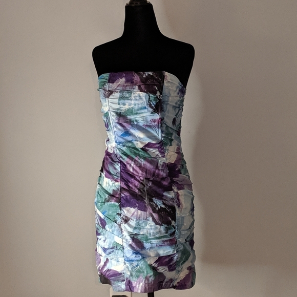 Esley Strapless multicolor print dress sz small - Picture 6 of 8